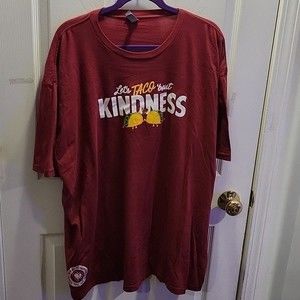 Next Level Let's Taco About Kindness Heather Red Graphic Tee Size 4XL Unisex
